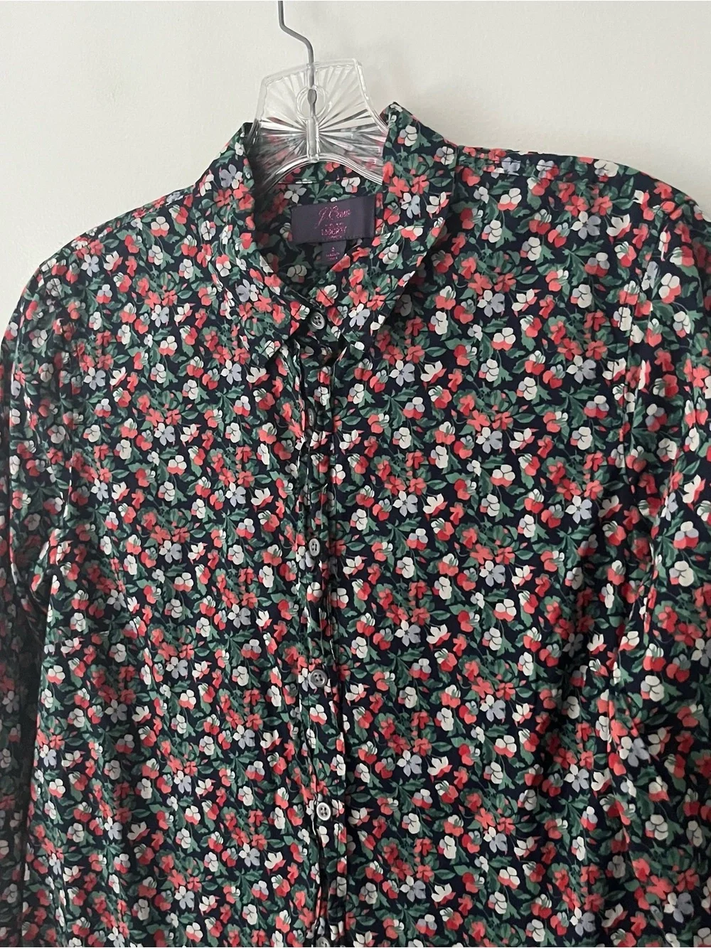 J Crew Liberty Of London Perfect Slim Fit Shirt Sarah Floral Black Red 6 Cotton